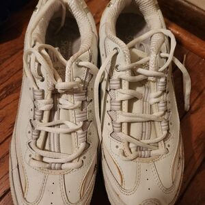 Women's White and Tan Sneakers